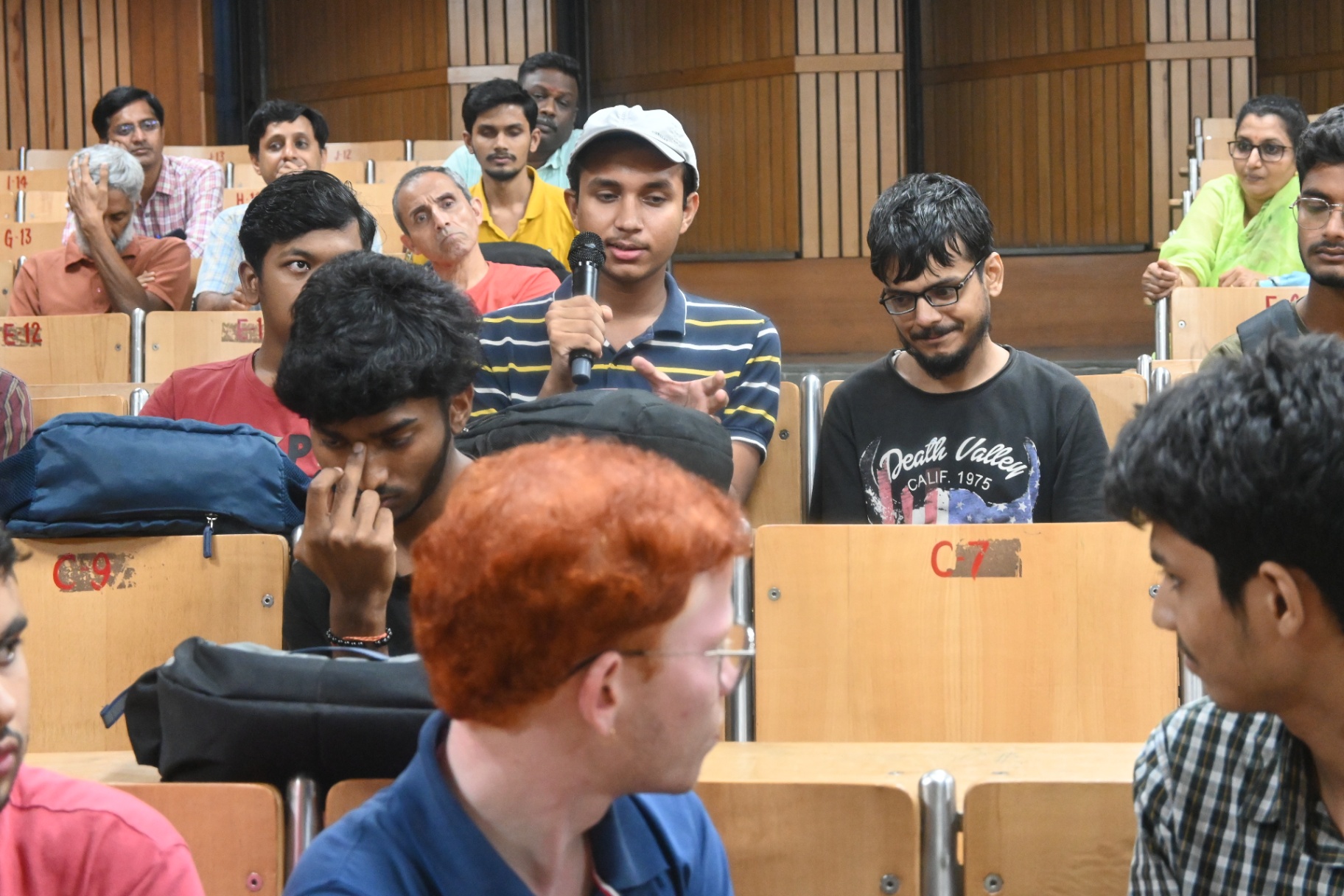 Student talking on the mic 