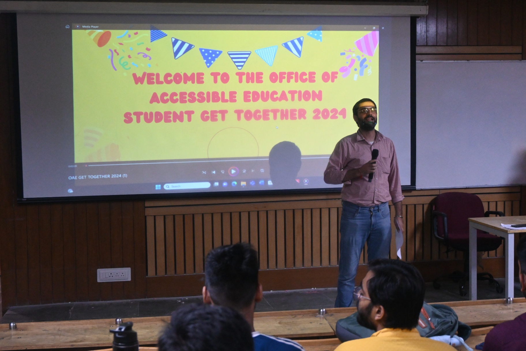Faculty Advisor welcoming all the students